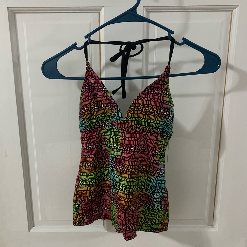 Colorful Tankini Bathing Suit Top, Size Small, Barely Worn